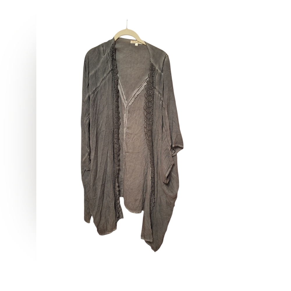 Relaxed Open-Front Women's Cardigan Sweater in Grey